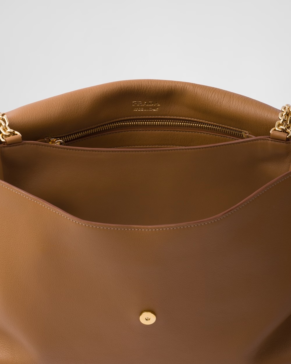 Prada Medium Leather Shoulder Bag In Brown