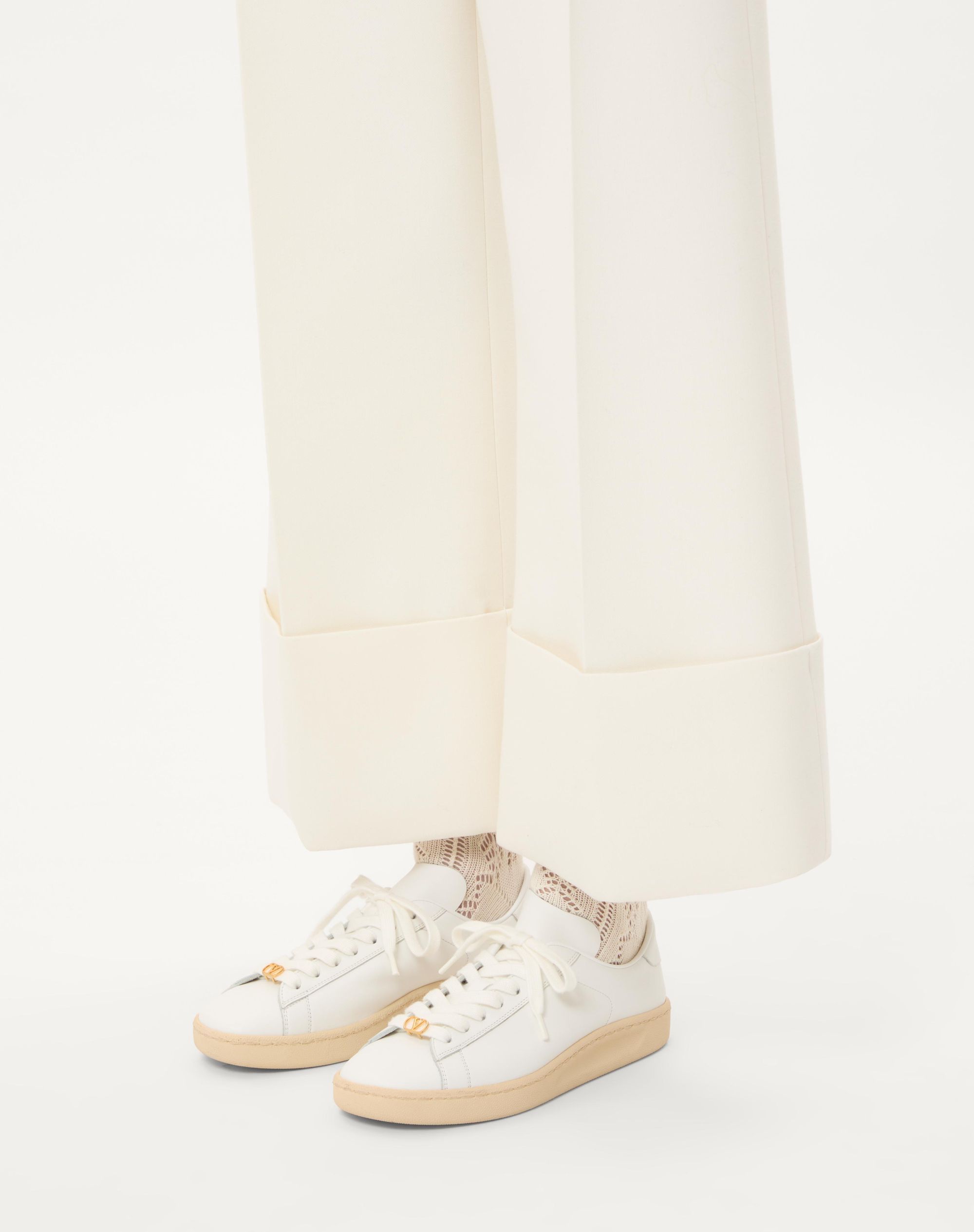 Valentino Royco Leather Sneakers In White