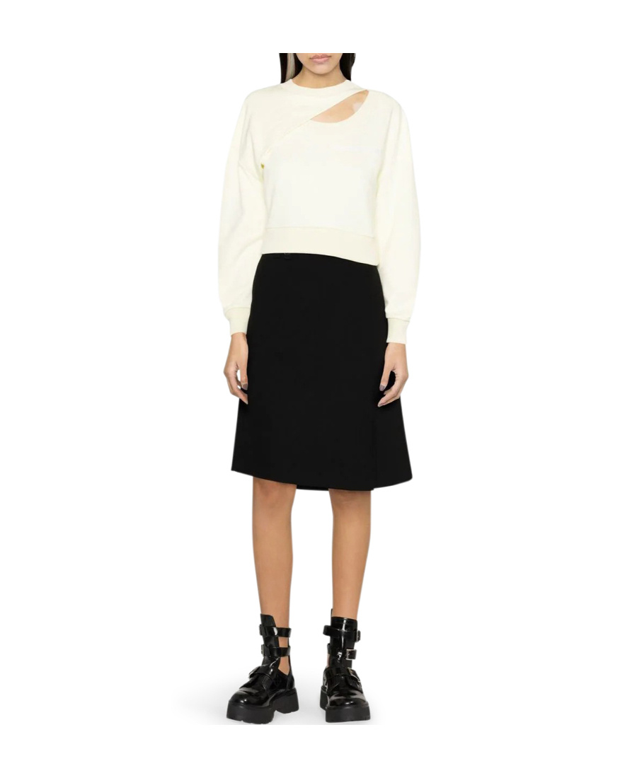Alexander Mcqueen Cropped Cotton Knit With Ribbed Cuffs In Yellow