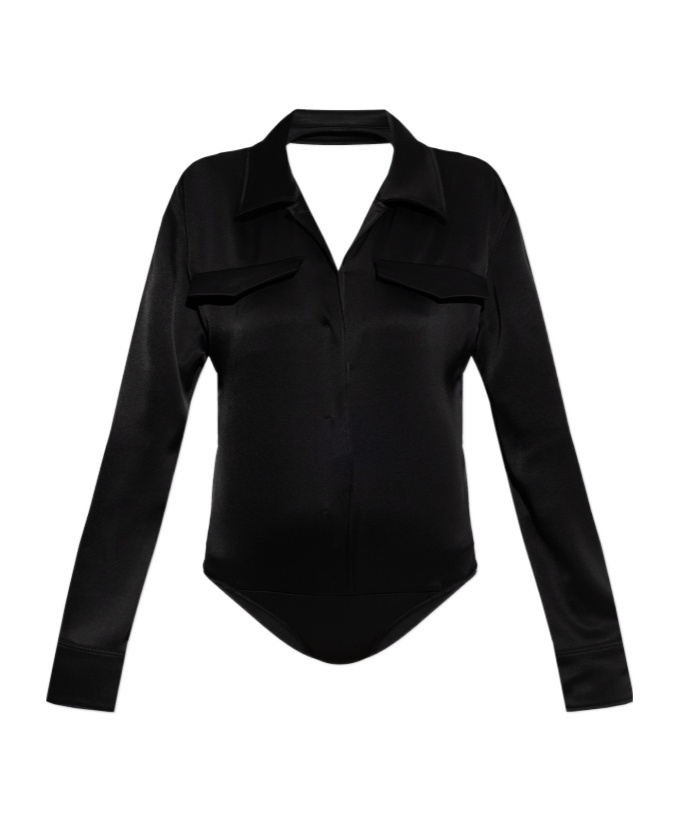 Courrèges Backless Shirt Bodysuit Clothing In Black