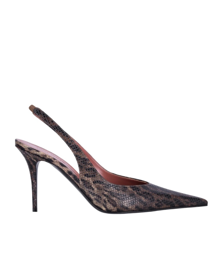 Amina Muaddi Snake Print High-heeled Sandals In Black