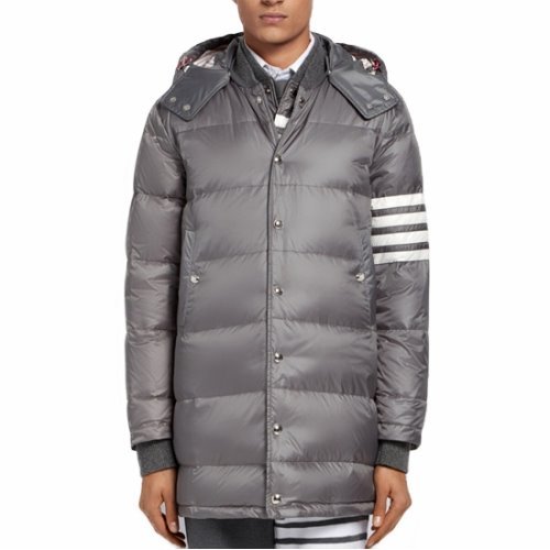 Thom Browne 4-bar Matte Nylon Coat In Gray