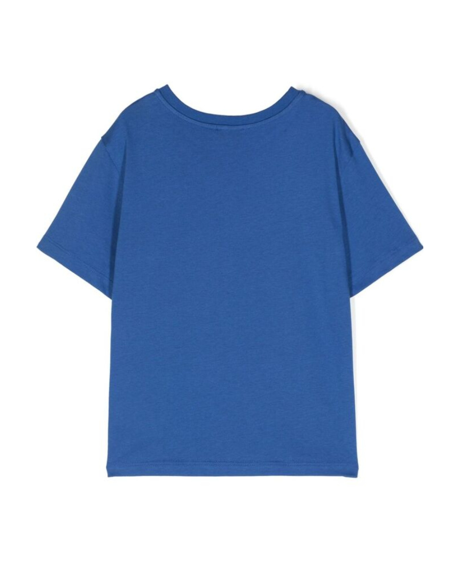 Dolce & Gabbana Pacific Blue Crew Neck Logo  T-shirt In Blue
