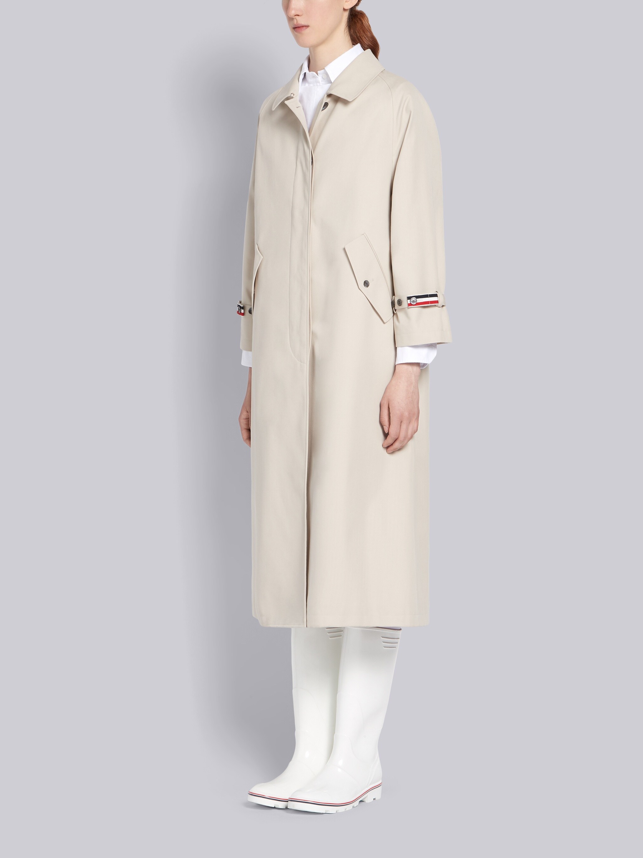 Thom Browne Raglan-sleeve Waterproof Trench Overcoat In White