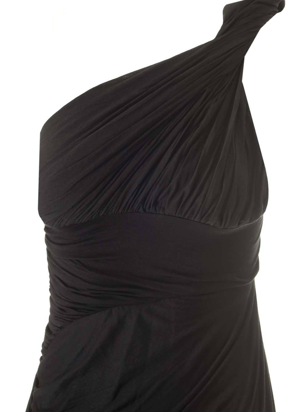 Rick Owens Draped Jersey Midi Dress Dresses Black In Black