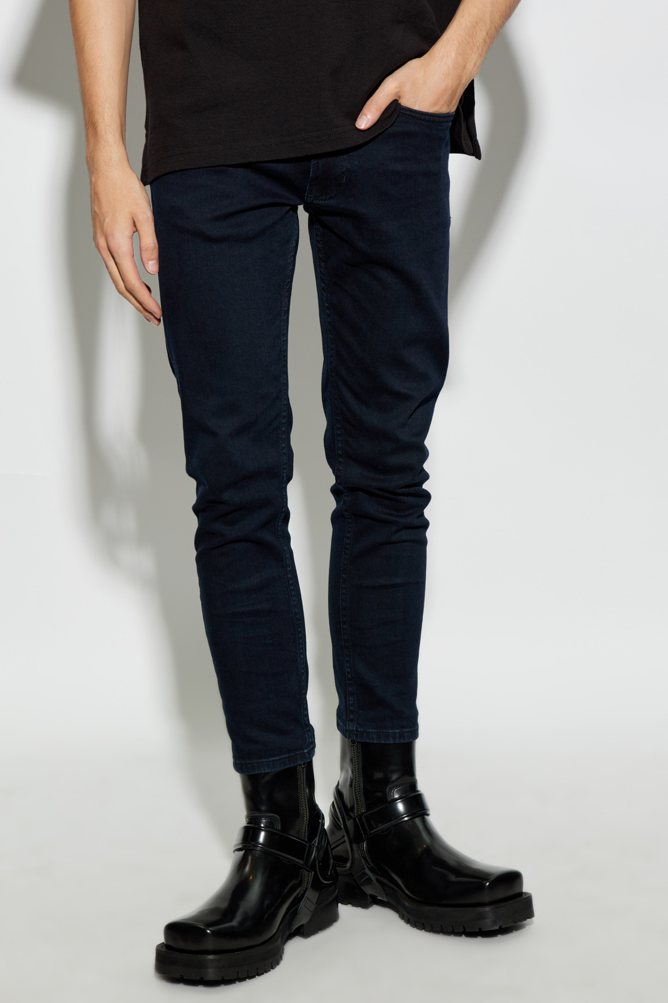 Versace Jeans Belt-loop Jeans In Black