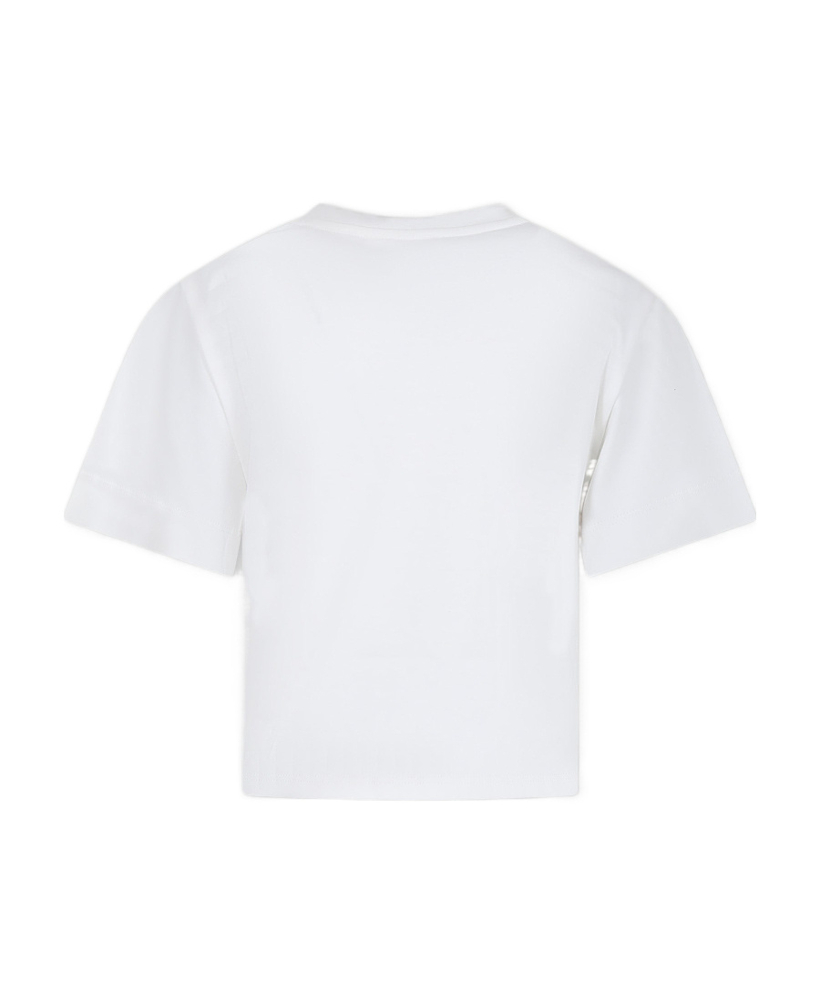 Chloé Kids Logo-embroidered Eyelet Crewneck T-shirt In White
