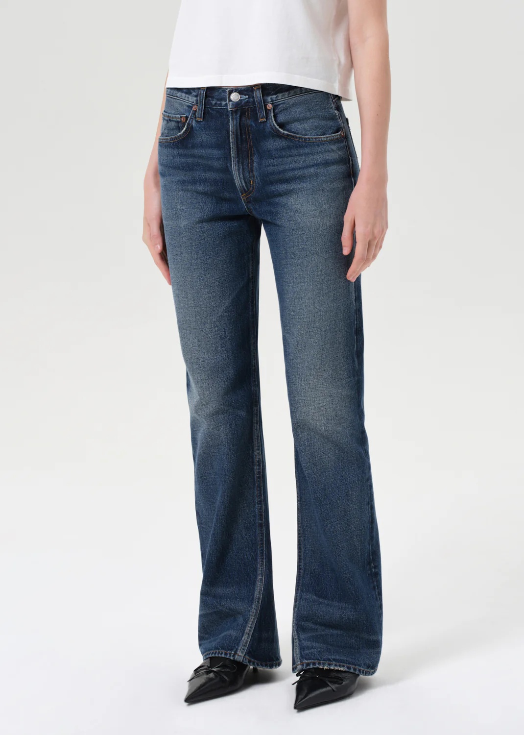 Agolde Denim Trousers With Belt Loops In Blue