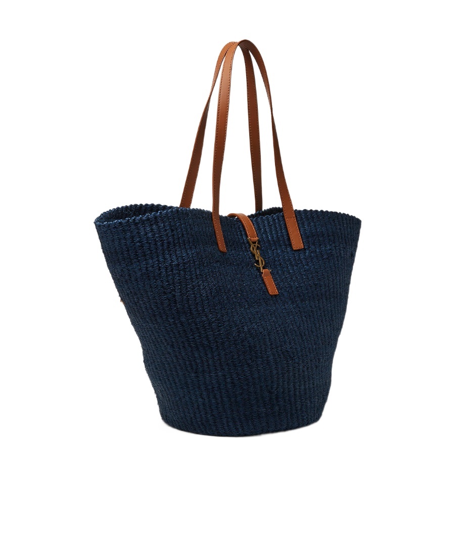 Saint Laurent Medium Panier Crochet-knit Tote Bag In Black