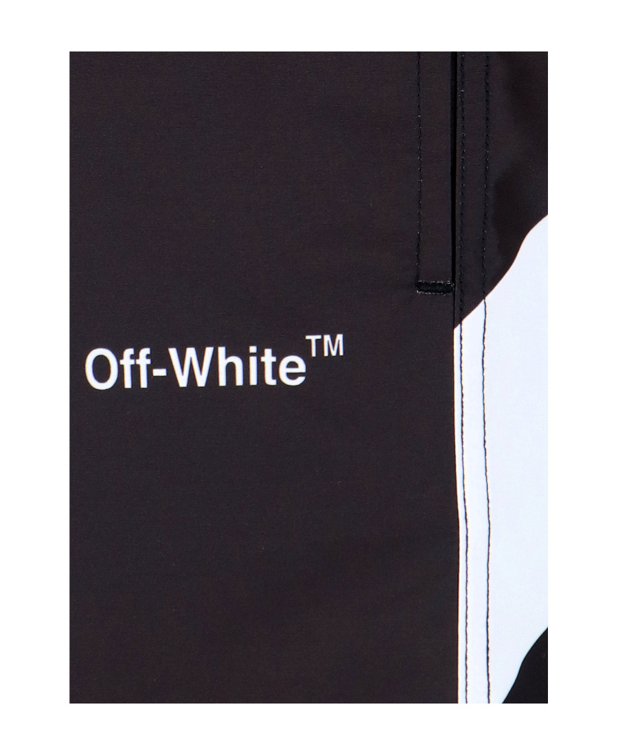 Off-white Diagonal Logo Surfer Swim Shorts In Black