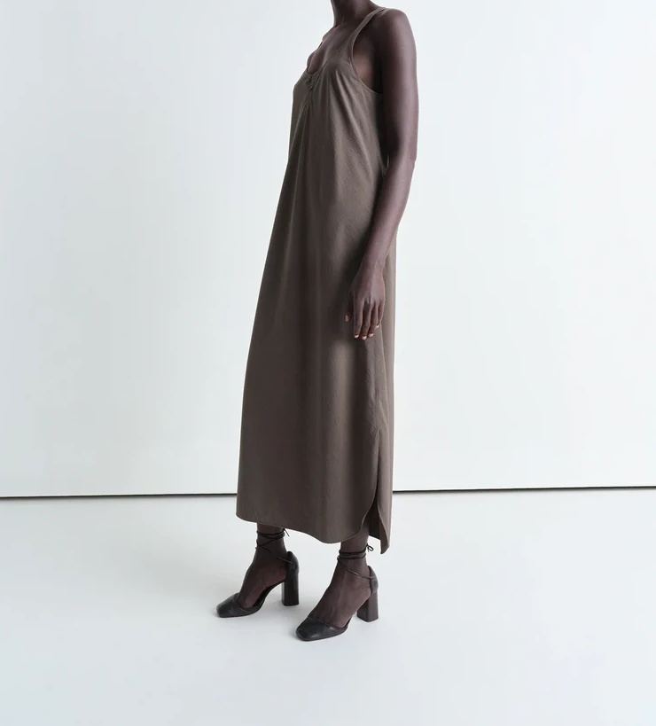 Lemaire Bias Cut Tank Dress In Brown