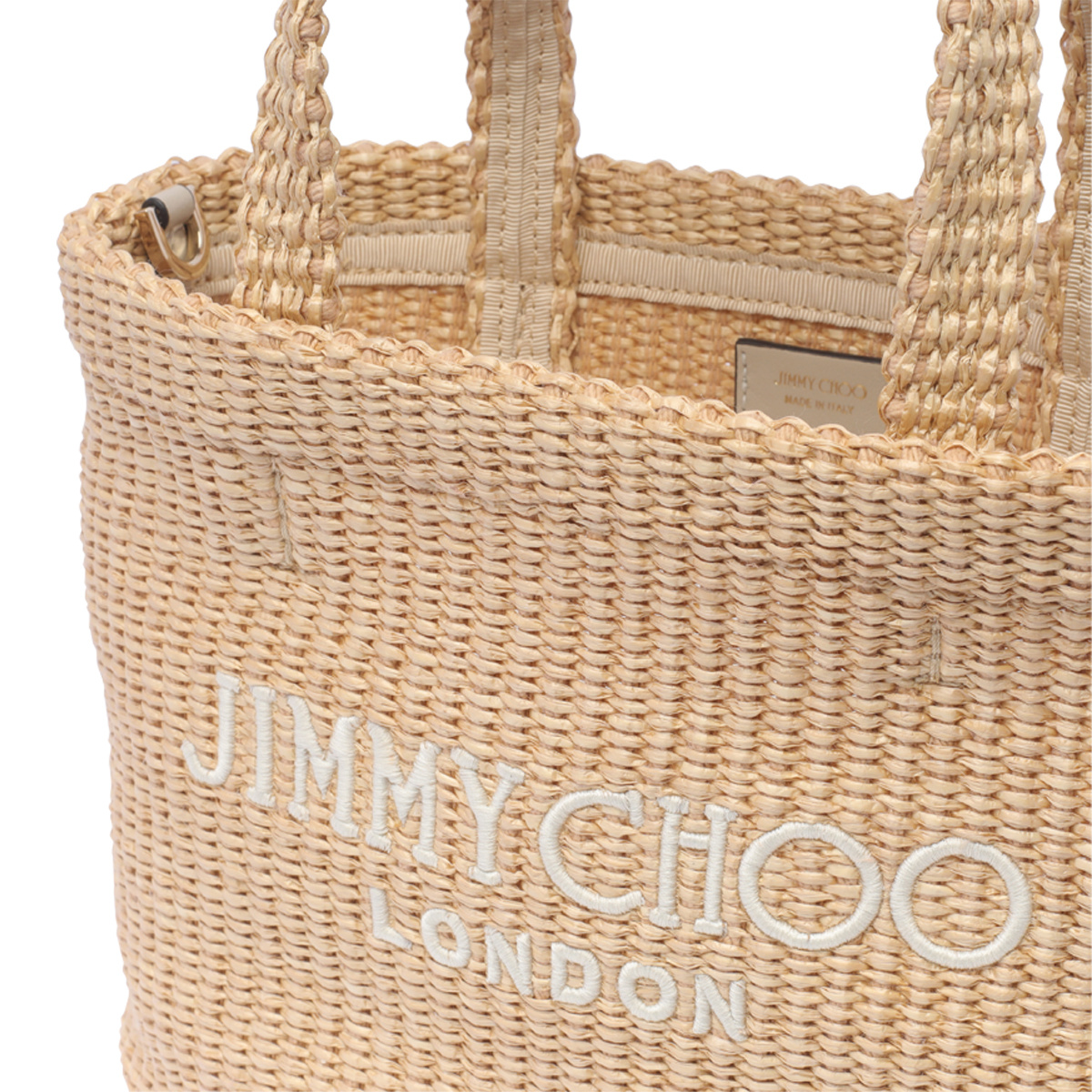Jimmy Choo Mini Logo-embroidered Beach Bag In Nude