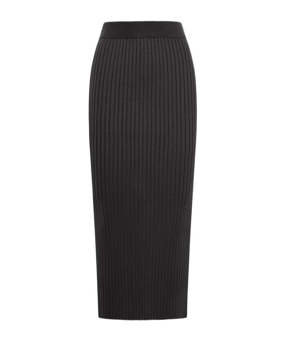 Jil Sander Snap-button Rib-knit Maxi Skirt In Black
