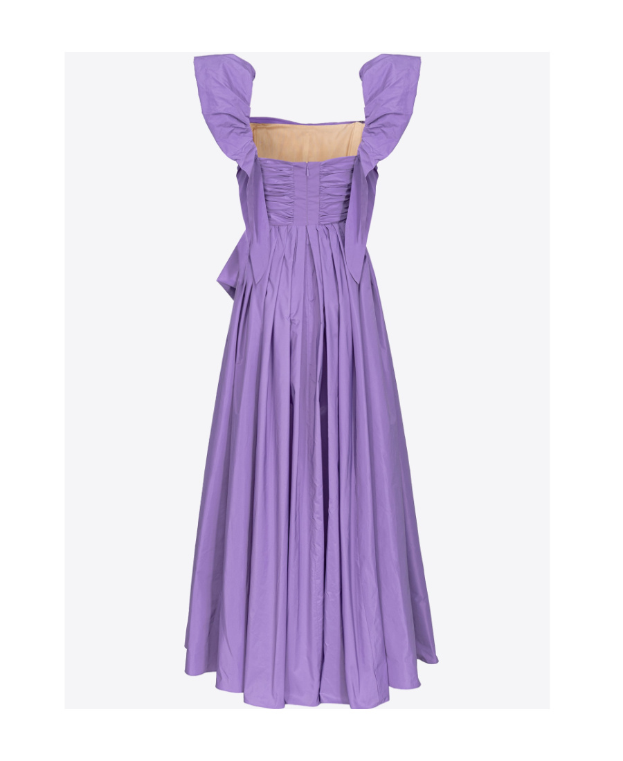 Pinko Flutter-sleeves Taffeta Maxi Dress In Purple