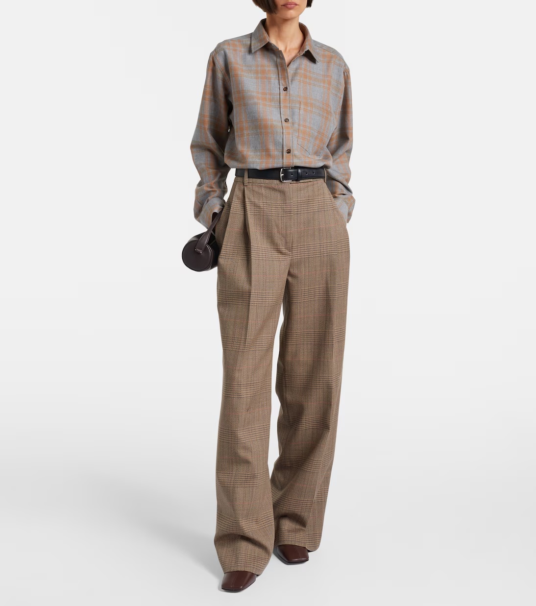 Rohe Plaid Straight-leg Casual Pants In Brown
