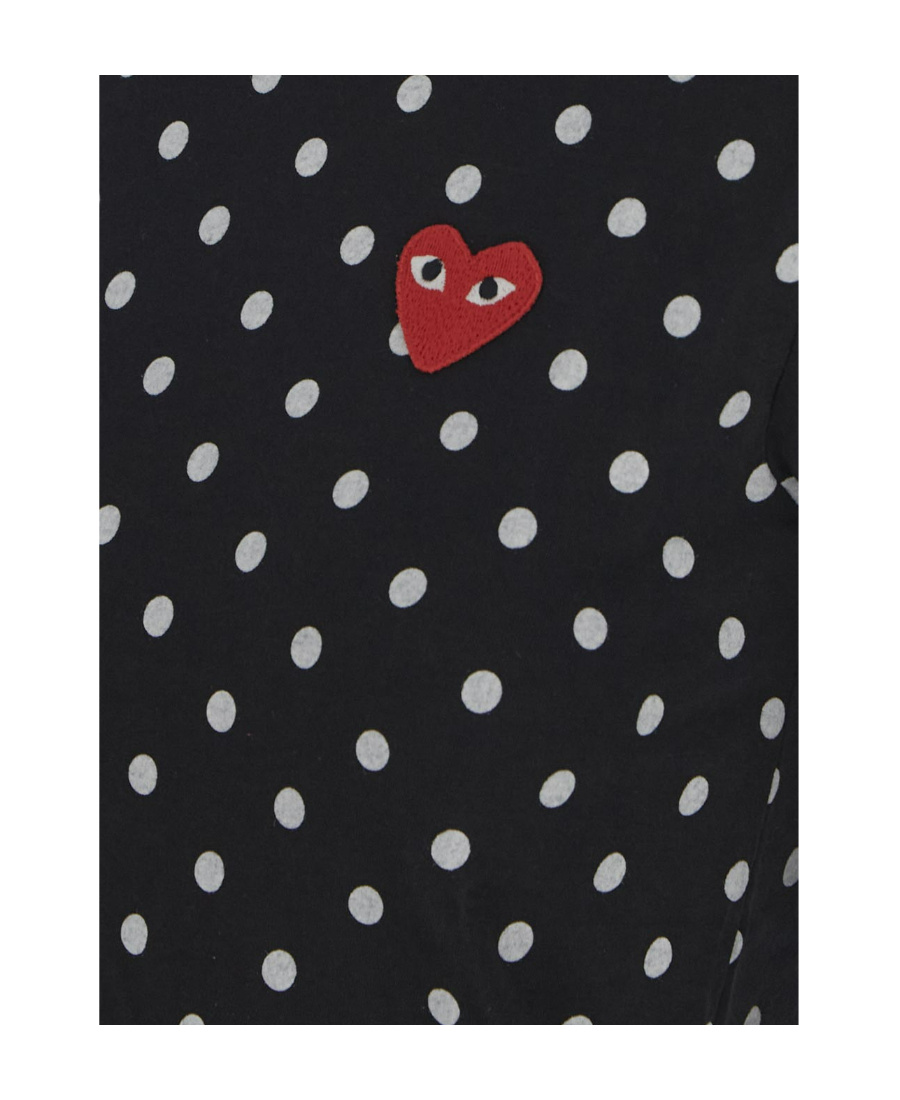 Comme Des Garçons Play Black Polka Dot Heart Patch T-shirt