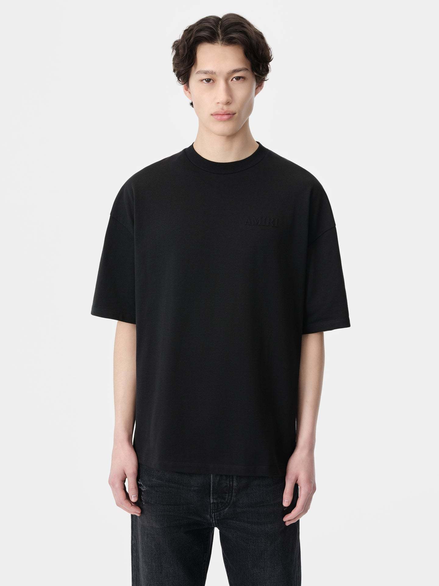 Amiri Tonal Logo Oversized Cotton T-shirt In Black