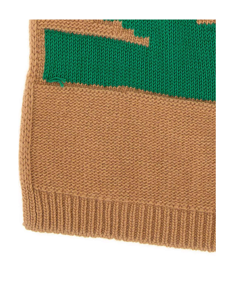 Marni Embroidered-logo Knit Scarf In Green
