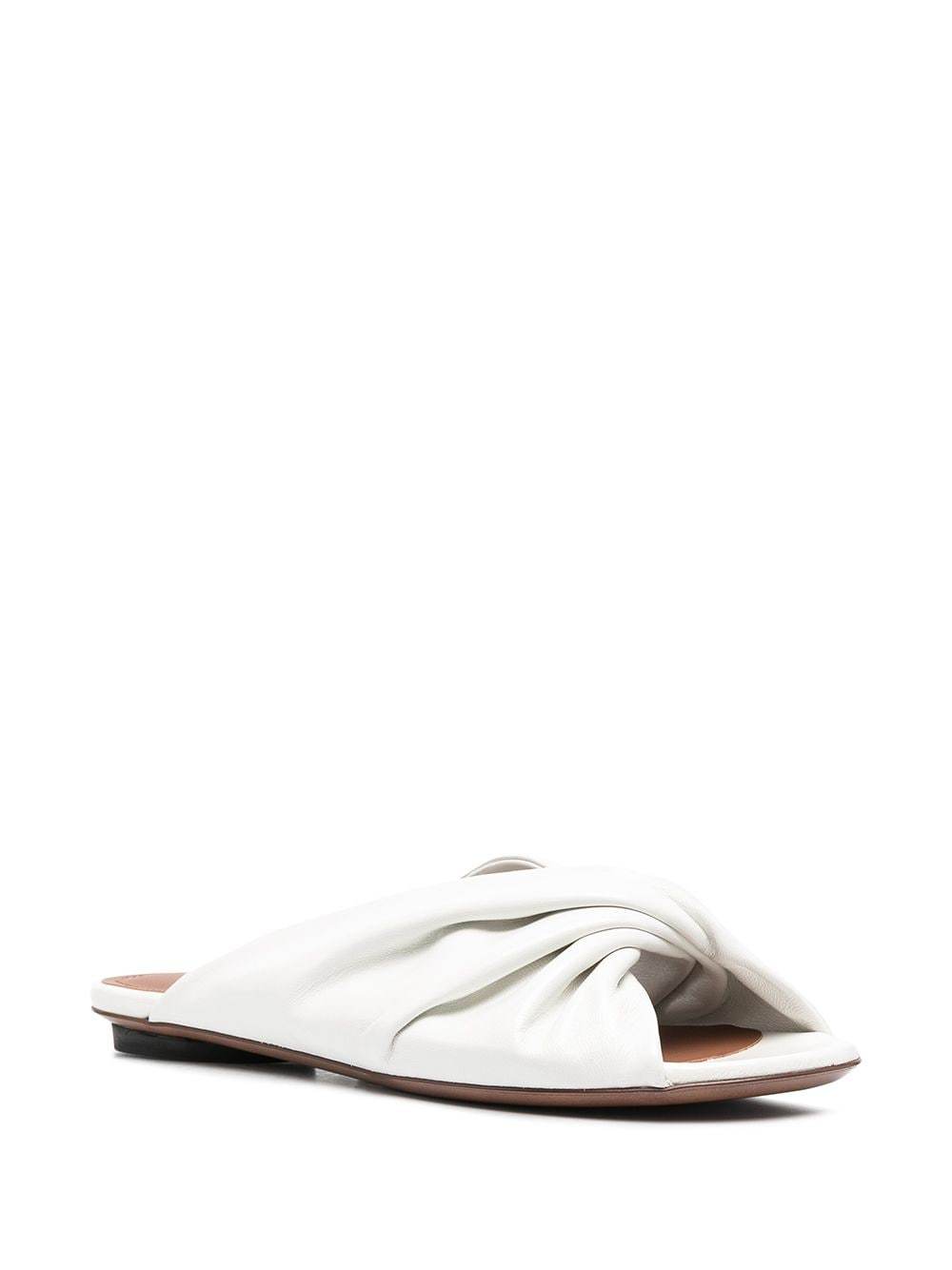 L'autre Chose Cracklet Effect Leather Sandals In White