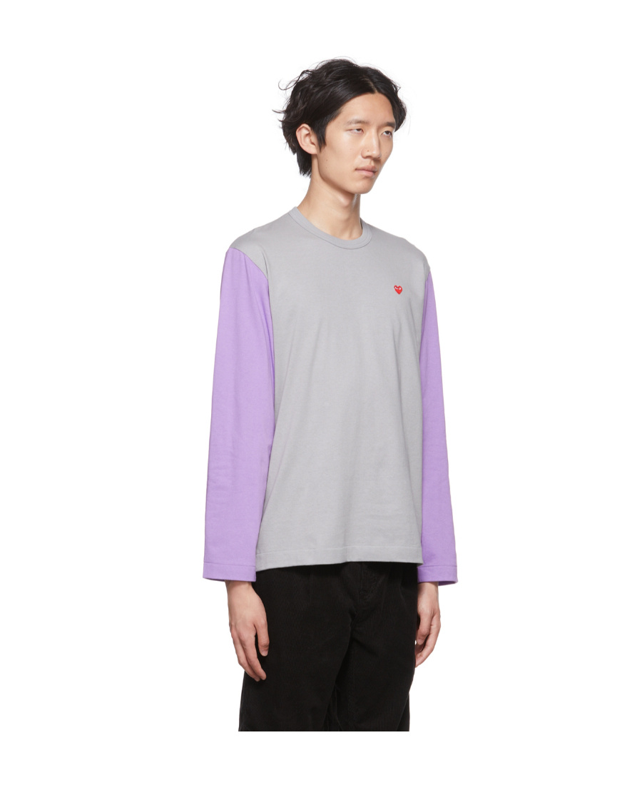 Comme Des Garçons Play Logo-embroidered Colour-block T-shirt In Multicolor