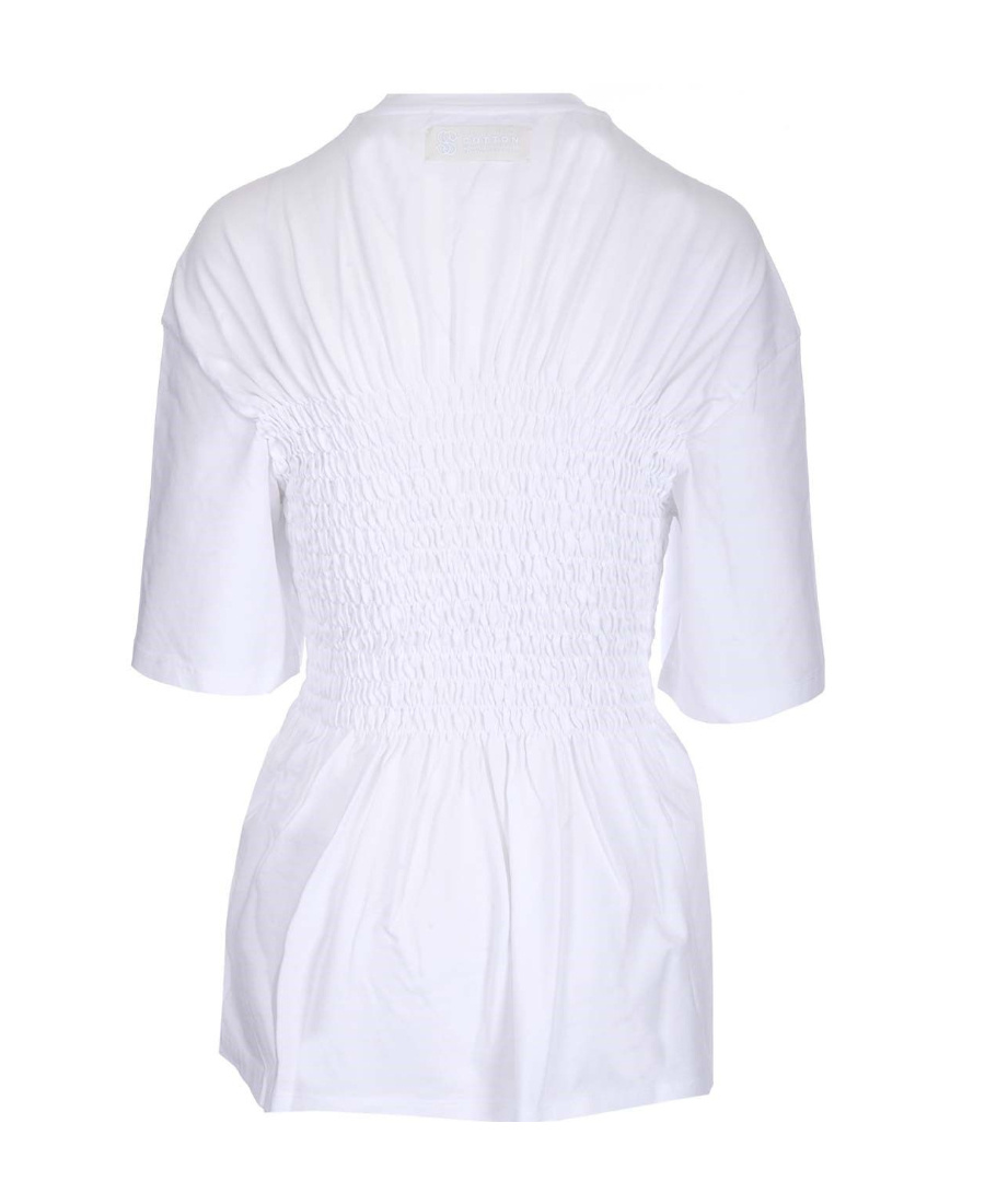 Stella Mccartney Shirred Cotton Top In White