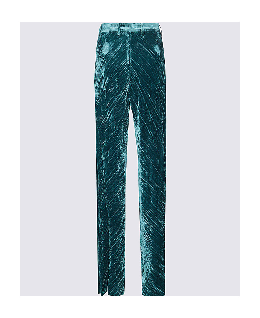 Etro Women's Artemisia Velvet Straight-leg Pants In Green