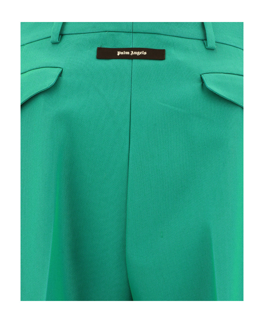 Palm Angels Tailored Cotton Trousers In Green