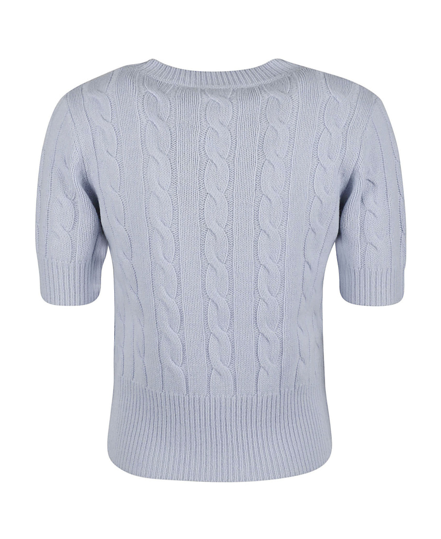 Max Mara Short-sleeved Round-neck Sweater In Blue
