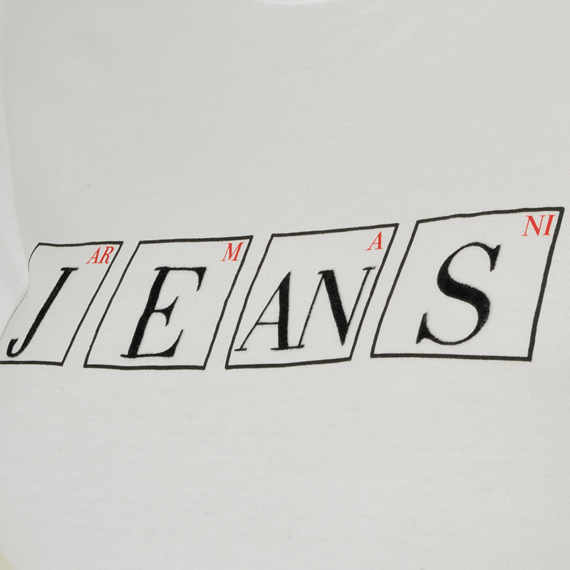 Shop Armani Jeans Logo Printed Pattern T-shirt In White