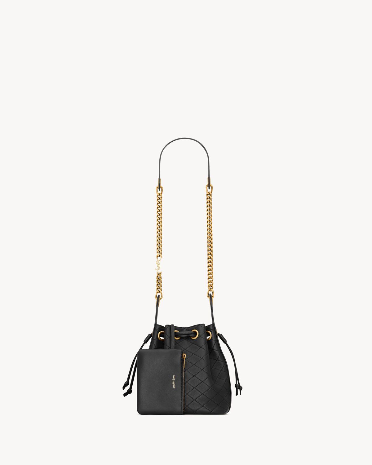 Saint Laurent Cassandre Bucket Bag In Lambskin In Black