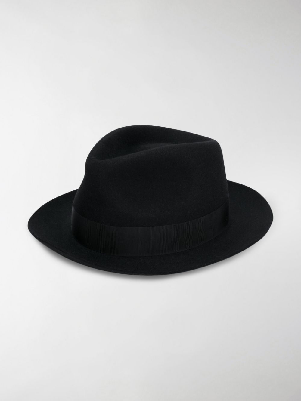 Borsalino Wide Brim Wool Hat With Ribbon Band In Black
