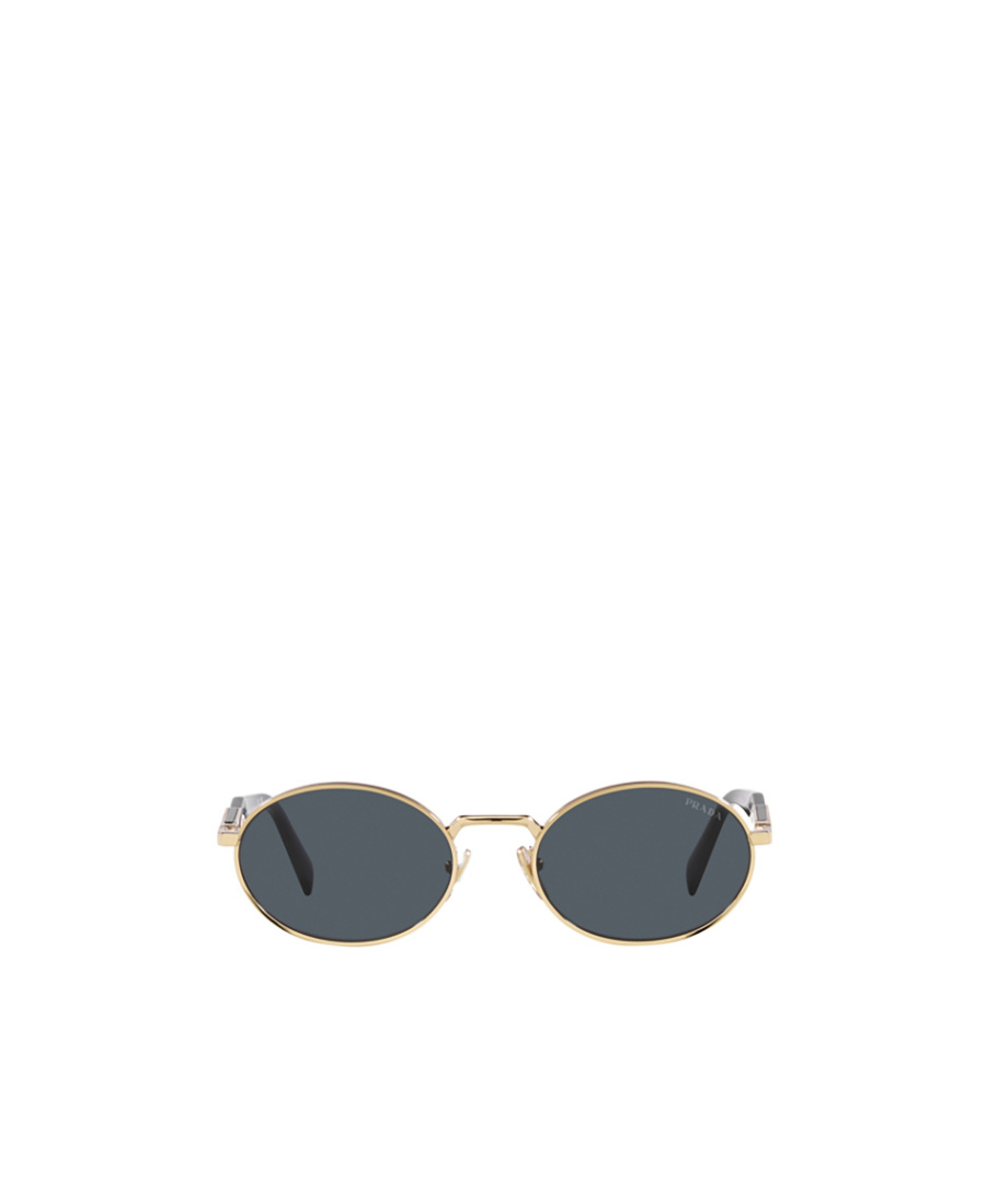 Prada Logo-engraved Oval-frame Tinted Sunglasses In Gray
