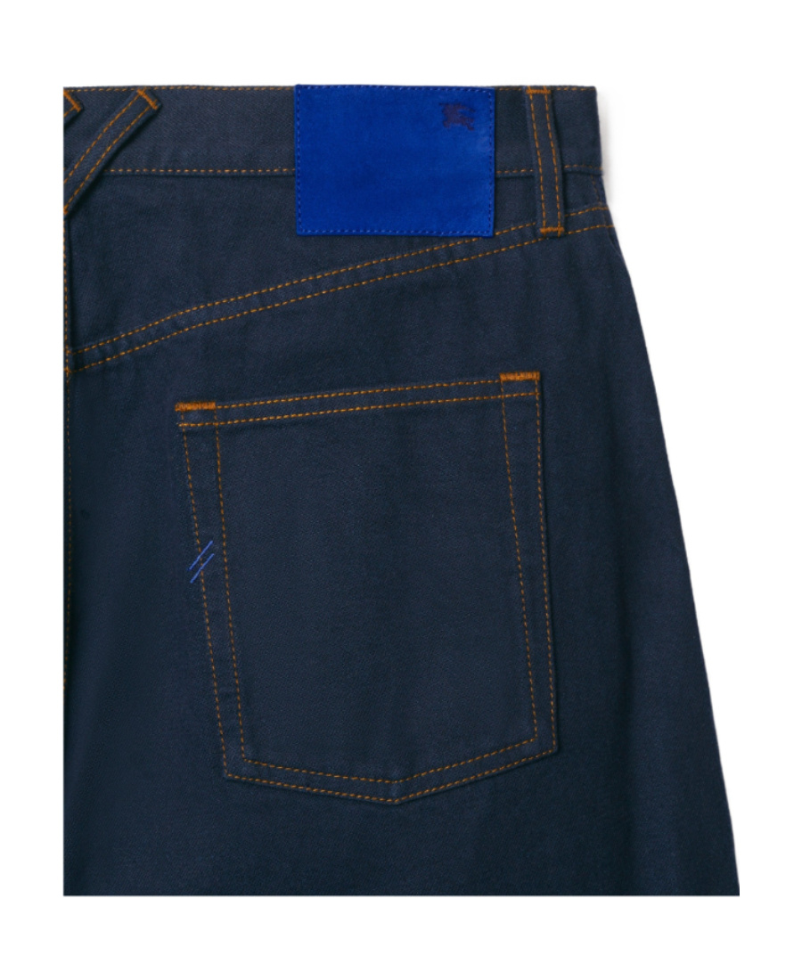 Burberry Cotton Jeans With Floral Print In Blue