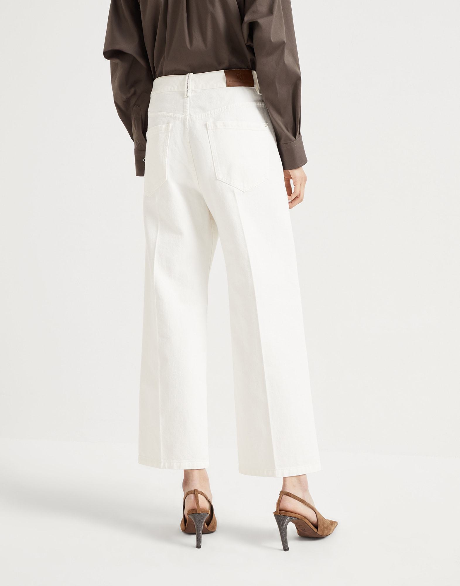 Brunello Cucinelli Women Contemporary Square Denim Pants With Jewel In White