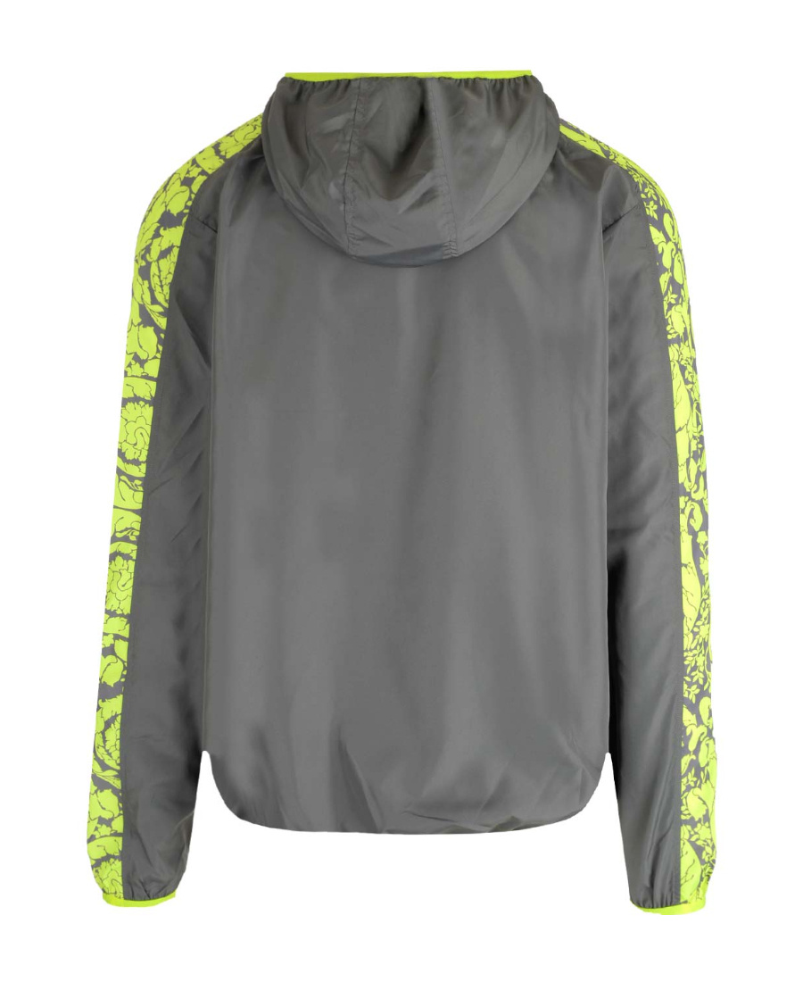 Versace Barocco-trim Hooded Jacket In Gray