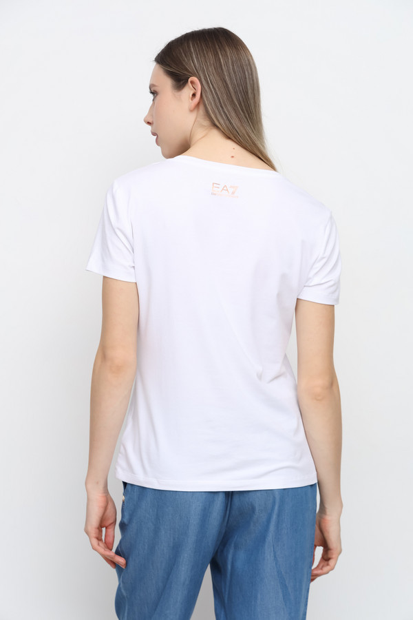 Shop Ea7 T-shirt With Round Neck And Short Sleeves In White