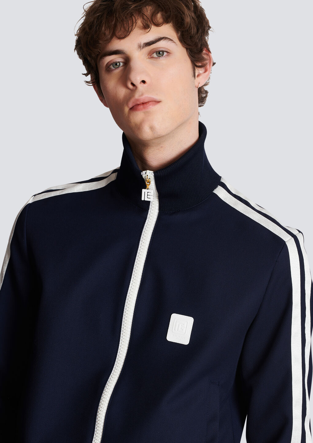 Balmain Pb Tape-embellished Bomber Jacket In Black
