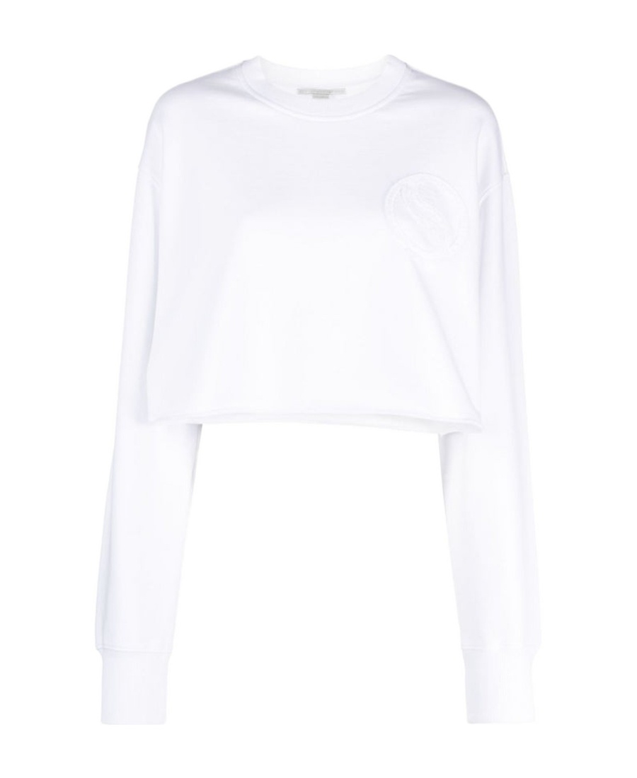 Stella Mccartney S-wave Crewneck Cropped Sweatshirt In White