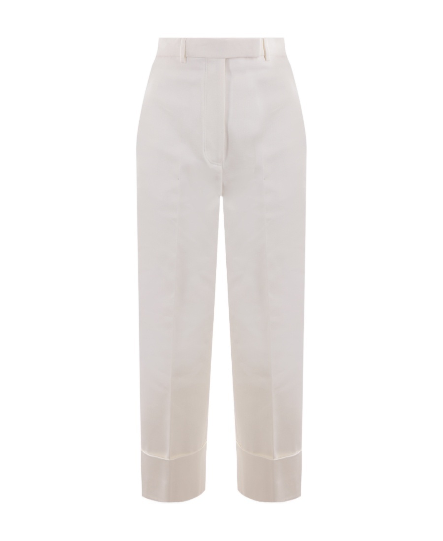 Thom Browne High-waisted Wide-leg Trousers In White