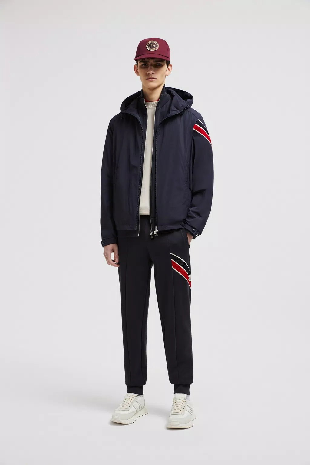 Moncler Side Logo Patch Jogging Trousers In Blue