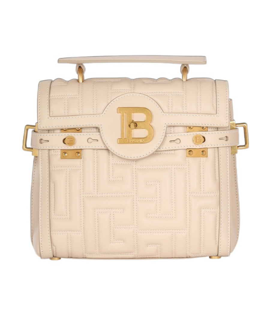 BALMAIN B-BUZZ 23 BAG IN MONOGRAM QUILTED LEATHER