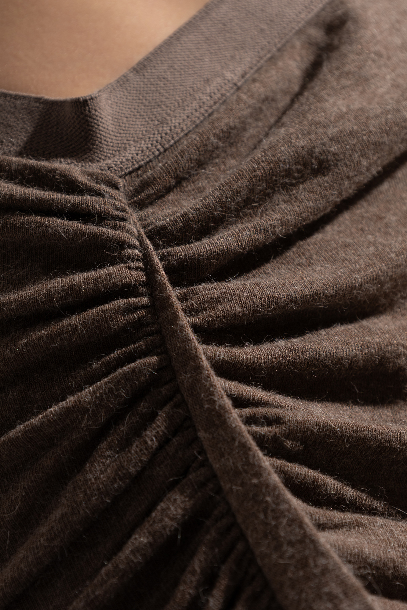 Rick Owens Edfu Draped Ruched Asymmetric Skirt In Brown