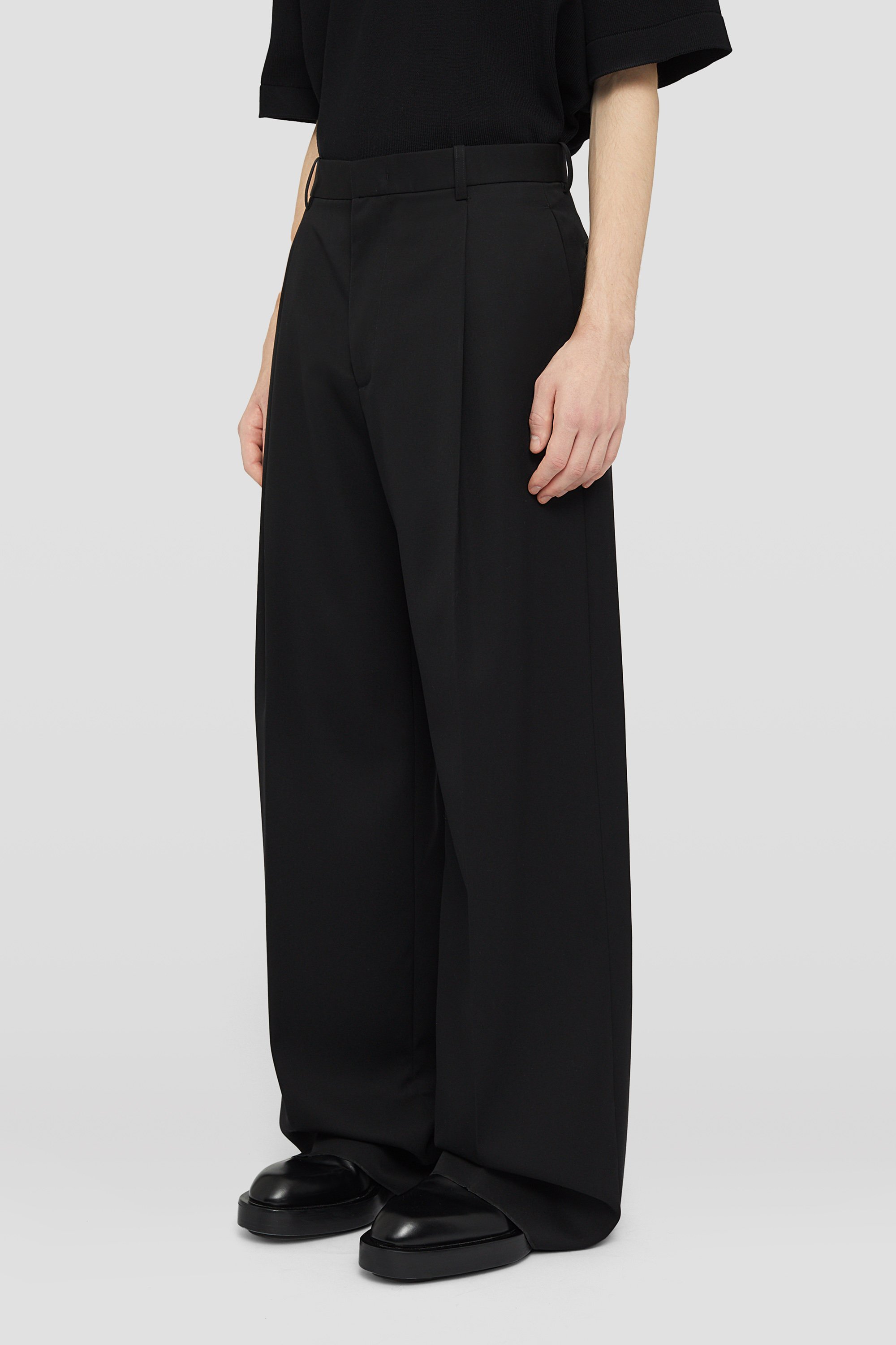 Jil Sander High-waisted Tailored Wool Trousers In Black