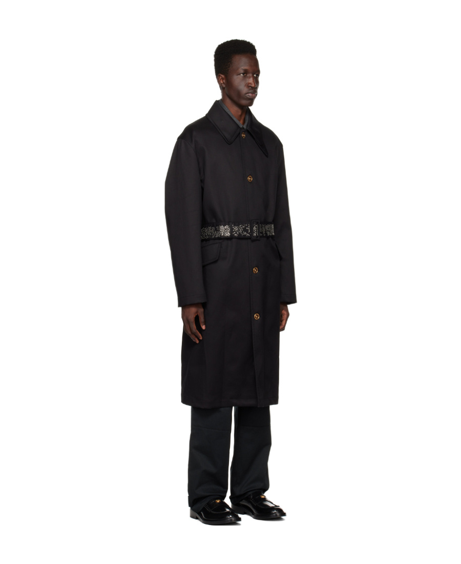 VERSACE BELTED COTTON COAT 