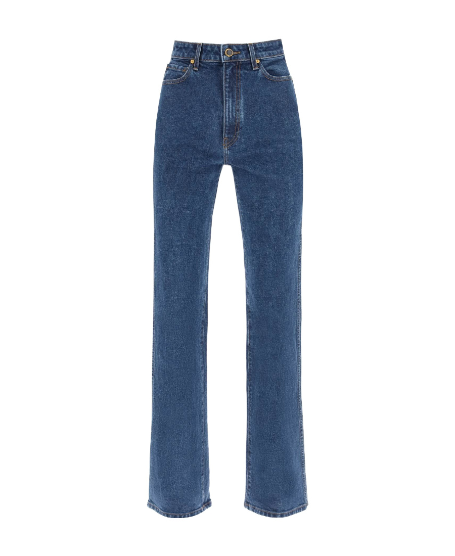Khaite Danielle High Waist Straight Leg Jeans In Blue