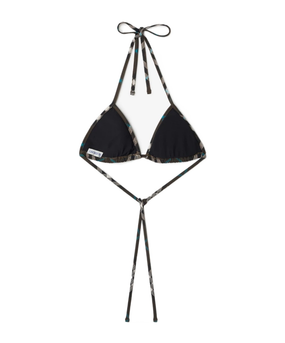 Burberry Check Lycra Triangle Bikini Top In Black
