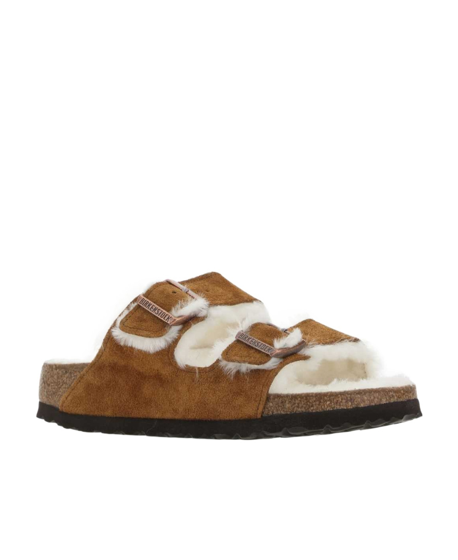 Shop Birkenstock Logo Slippers In Brown