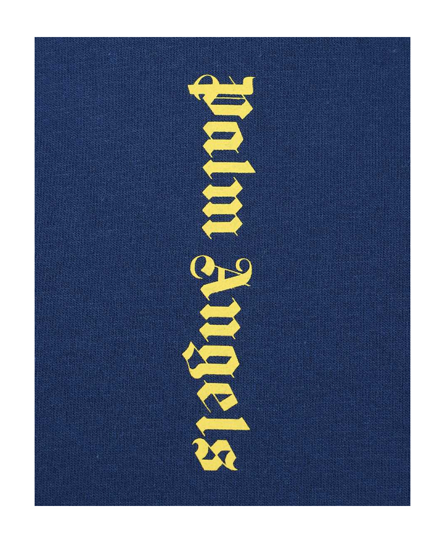 Palm Angels Ns Logo Over Tee Navy Blue Yellow In Blue