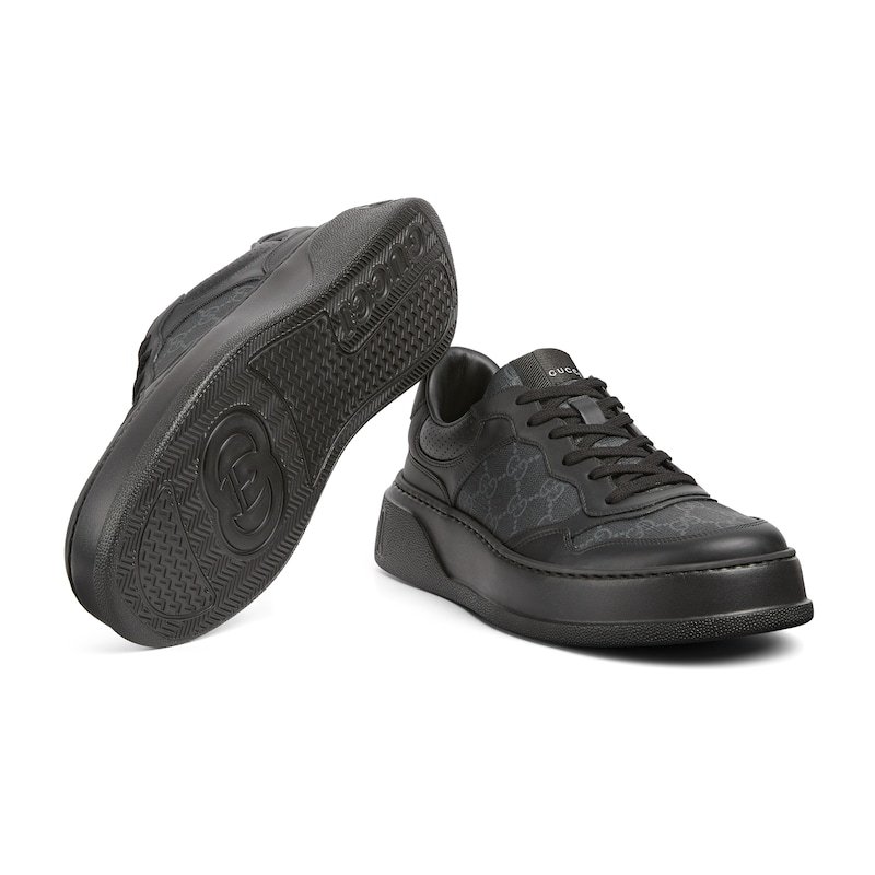 Gucci Chunky Sneakers Lace-up Perforated Panels In Black