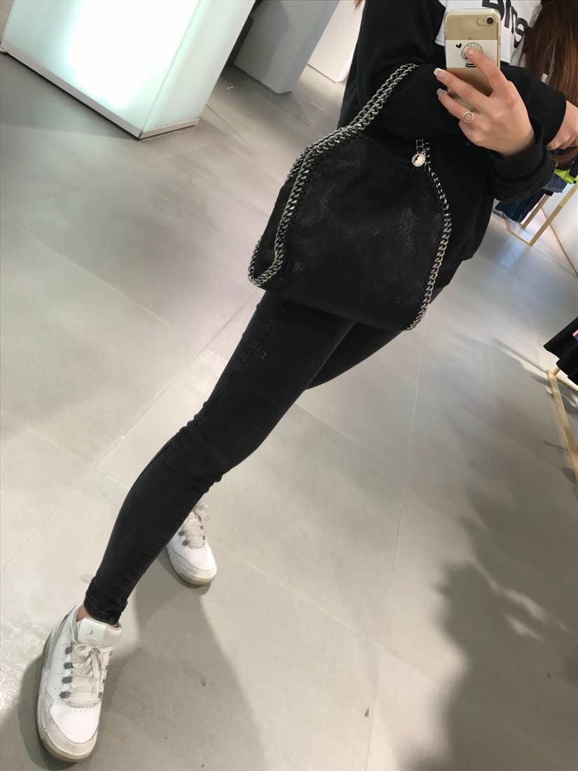 Stella Mccartney '3chain' Mini Black Tote Bag With Logo Engraved On Charm In Black